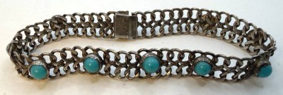 Auktion 371<br>Silber-Armband-925- mit Türkisen, L-18 cm, 11,48 gr [1]