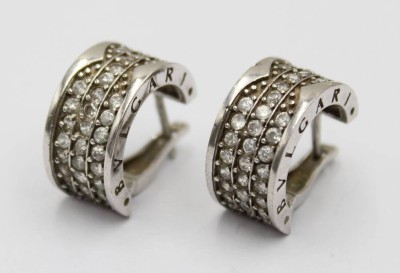 Auktion 371<br>Paar Ohrstecker, BVLGARI , 925er Silber, klare Steine, zus. 9,8gr., D-1,8cm [1]
