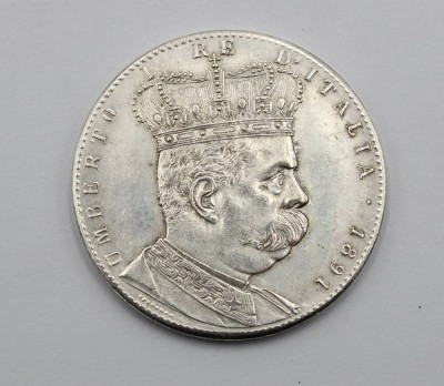 Auktion 371<br>Münze, Eritrea, Umberto I 5 Lire/Tallero , 1891, Silber, ca. 27gr., D-4cm [1]
