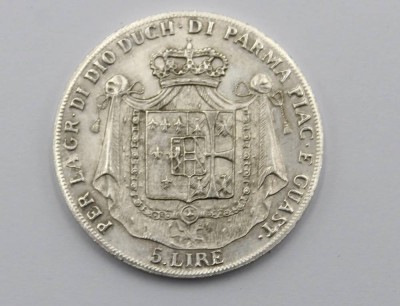 Auktion 371<br>5 Lire, Maria Luigia, 1832, ca. 23gr., D-3,7cm [1]