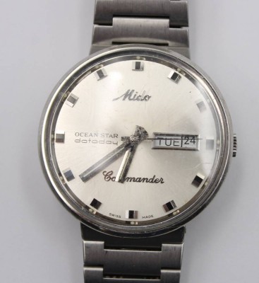 Auktion 371<br>Vintage-Armbanduhr, Mido Ocean Star Datoday Commander, Krone lose, Zeiger nicht einstellbar, Werk läuft an?D-3,7cm, optisch gute Erhaltung [1]