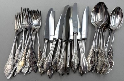 Auktion 374<br>36 tg. Besteck, - Hanseat, Dekor Ostfriesenmuster kpl. für 12 Personen, , tw. sehr gut erhalten, 90-er Auflage, ca. 2 kg [1]