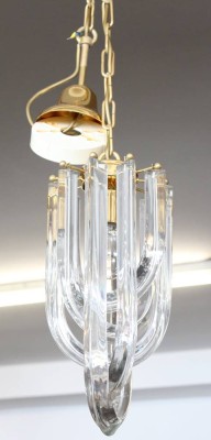 Auktion 371<br>Murano U-Form Glas Pendelleuchte im Venini Stil, 1970er Jahre, 2x Spannungsrisse, sonst gute Erhaltung, ca. L-ohne Kette ca. 37cm [1]