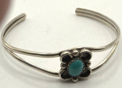 Auktion 371<br>Silber-Armspange (geprüft) mit blauen Stein, 10,06 gr [1]