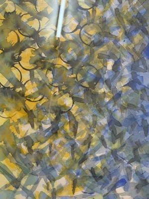 Auktion 371<br>unleserl. sign. grosses  abstraktes Aquarell, 1993, BG 65x50 cm [1]