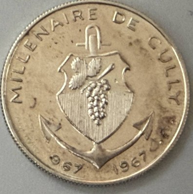 Auktion 372<br>französ. Silbermedaille-900- 1000 J. Cully, 1960, D-3,2 cm, 14,83 gr [1]