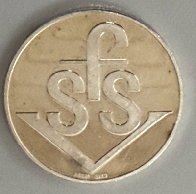 Auktion 372<br>Medaille 75 years of the Fribourg Ski and Snowboard Association. Silber -999,9-, D-3,5 cm, 19,16 gr, 1979 [1]
