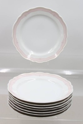 Auktion 372<br>8x flache Teller, , Hutschenreuther, Maria Theresia Windsor Rose, D-25cm [1]