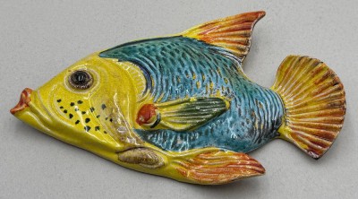 Auktion 372<br>gr. Majolika-Fisch, 33x20 cm, Italy [1]