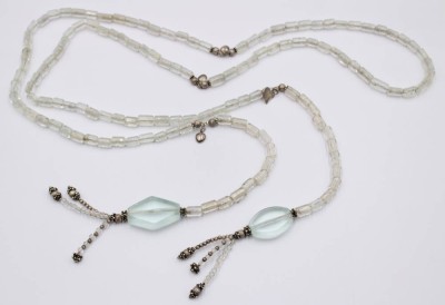 Auktion 372<br>Vintage-Schal-Kette, Glas mit 925er Silberelementen, ca. L-110cm [1]
