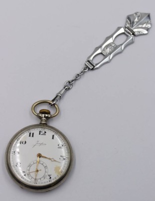 Auktion 372<br>Taschenuhr, Junghans, Kronenaufzug, 20/30er JahreWerk läuft, mit Chatelaine, ca. D-4,8cm [1]