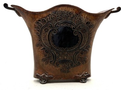 Auktion 372<br>Metall Jardiniere, H-28 cm, B-43 cm [1]