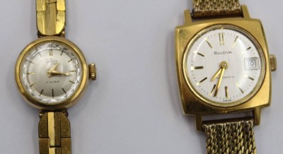 Auktion 372<br>2x div. Damen-Armbanduhren, DuBois 1785 und Bulova Automatic, Werke laufen, ca, D-2cm und D-1,6cm [1]