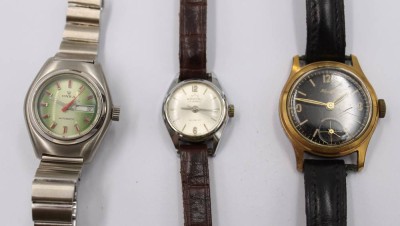 Auktion 372<br>3x div. Damen-Armbanduhren, Kienzle, Erguel uns Onsa Automatic, Werke laufen, getragene Erhaltungen, ca. D-2 bis 3cm [1]