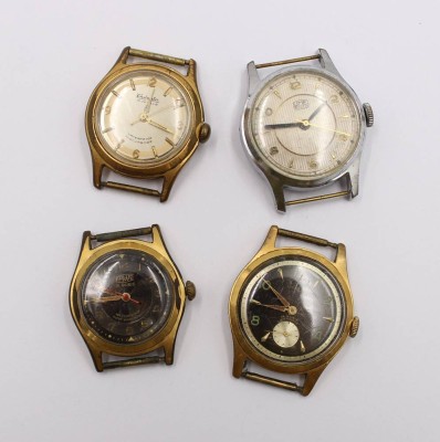 Auktion 372<br>4x div. Vintage-Armbanduhren, UMF Ruhla, WEMPE, Constanta und FAWE, Handaufzug, WErke laufen, ohne Bänder, Tragespuren [1]