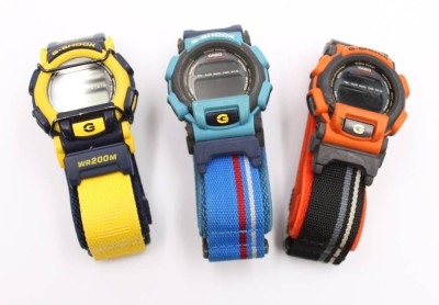 Auktion 372<br>3x div. Casio G-Shock Armbanduhren, um 1990, Werke nicht gepürft, ca. D-4,5cm [1]