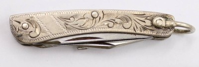 Auktion 372<br>kl. Taschenmesser, Sterlinggehäuse, ca. L- eingeklappt 5,5cm [1]