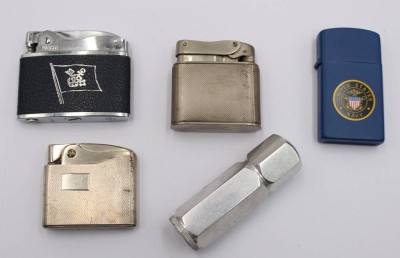 Auktion 372<br>5x div. Vintage-Feuerzeuge, 1x NDL, Funktionen nicht geprüft, ca. H-6,3cm [1]