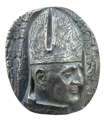 Auktion 372<br>Bronze-Plakette ,Profilporträt von Papst Paul VI, um 1975, ca. 7,5x6 cm [1]