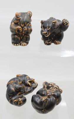 Auktion 372<br>4x div. spielende Bären, Bing & Gröndahl, braun, ca. H-8,5cm [1]