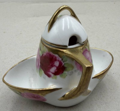 Auktion 372<br>Jugendstil-Menage mit Senftöpfchen 