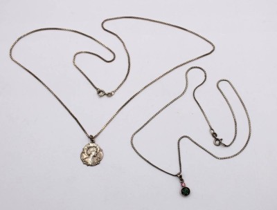 Auktion 372<br>2x Halskette mit Anhänger, Silber, zus. ca. 11,9gr., ca. L-62cm [1]
