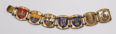 Auktion 372<br>Wappen-Armband, Frankreich, Messing/Emaille, Altersspuren, ca. L-19cm B-2,5cm [1]