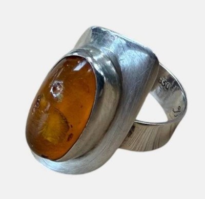 Auktion 372<br>Silberring-835- mit Bernstein, Gravur von 1961, RG 53, 4,55 gr [1]
