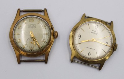 Auktion 372<br>2x Vintage-Armbanduhren, ruhla Anker (Werk steht)und UMF ruhla (Läuft an), je ohne Armband, getargene Erhaltungen, ca. D-3cm [1]