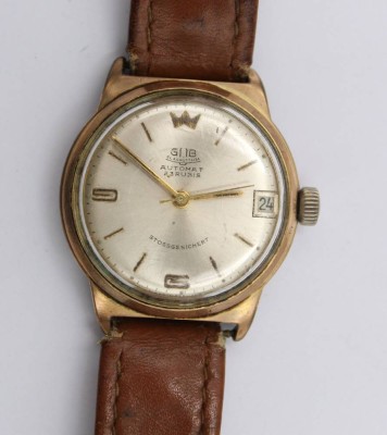 Auktion 372<br>Vintage-Armbanduhr, GUB Glashütte Automat, Werk läuft, Tragespuren, D-3cm [1]