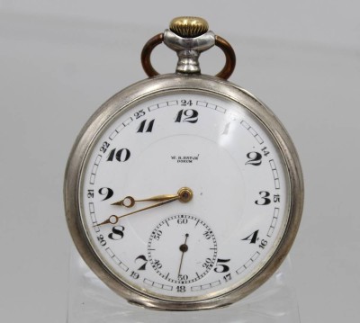 Auktion 372<br>Taschenuhr, 800er Silbergehäuse, W.H. Ratje Dorum, Kronenaufzug, Werk läuft, gute Erhaltung, D-5cm [1]