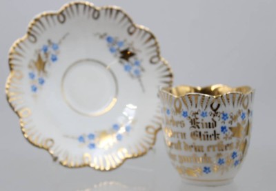 Auktion 372<br>Tasse um 1900, Zum 1. Geburtstag, ca. H-6,7cm [1]