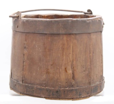Auktion 372<br>antiker, Holz-Eimer, Eisenbänder, ca. H-21cm D-25cm [1]