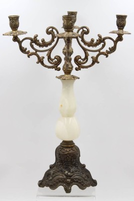 Auktion 372<br>5flammiger Leuchter, Messing/Onyx, ca. H-44,5cm [1]