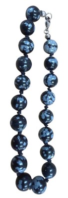 Auktion 372<br>Armband mit Obsidian Schneeflocken Perlen, Silberschliesse-925-, L-21 cm [1]