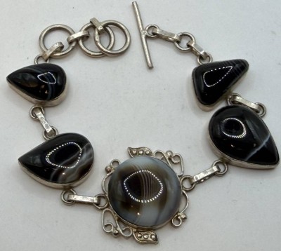 Auktion 372<br>Sterling Silber Armband mit Botswana Achate, HandarbeitL-ca. 20 cm, 24,63 gr. [1]