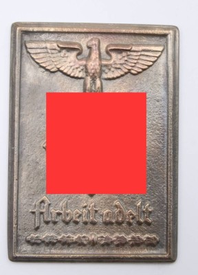 Auktion 372<br>Replik einer Plakette des Reichsarbeitsdienstes, wohl Bronze, ca. 10,5 x 7,5cm [1]