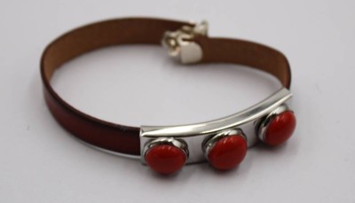 Auktion 372<br>Modeschmuck-Lederarmband, ca. L-19cm [1]