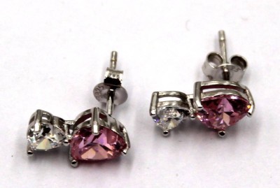 Auktion 372<br>Paar Ohrstecker, Sterling, rosa u. klare Steine, zus. ca. 2,6gr., L-ca. 1,4cm [1]