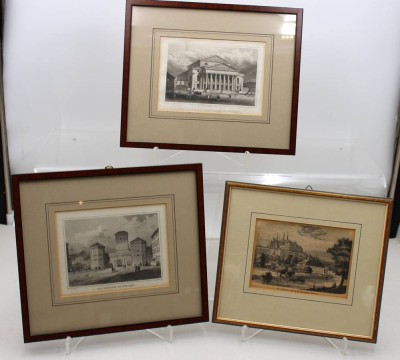 Auktion 372<br>3x dekorative Ansichtengrafiken, älter, 2x München und 1x Bamberg, je ger./Glas, RG 25 x 30cm [1]