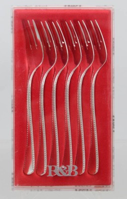 Auktion 372<br>6x Kuchengabeln, Robbe & Berking, Königskordel, 800er Silber, orig. Display und verschweißt, ca. 205gr., L-15cm [1]