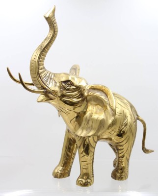 Auktion 372<br>gr. Elefant mit erhobenen Rüssel, Messing, Gilde, H-43cm L-43cm [1]