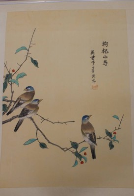 Auktion 372<br>chinesisches Aquarell, Vogelmotiv, ungerahmt, BG 51 x 35,5cm [1]