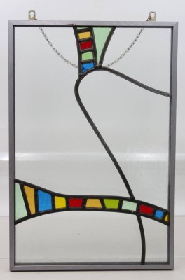 Auktion 372<br>Buntglasbild, schlichter Metallrahmen, ca. 53 x 36cm [1]
