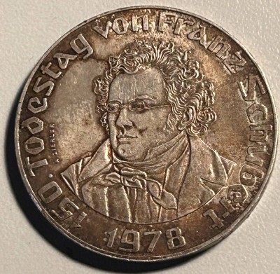 Auktion 372<br>50 Schilling Österreich 1978, 150. Todestag Franz Schubert, Silber, 19,78gr. [1]