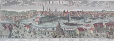 Auktion 372<br>Panoramastich von Berlin um 1768, Reprint, ger./Glas, RG 113 x 45cm [1]