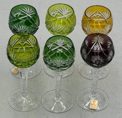 Auktion 372<br>6x Buntglas Likörschalen 