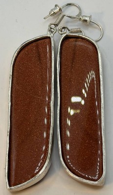 Auktion 372<br>Paar grosse Goldfluss Ohrhänger in Silber-925- Fassung, H-ca. 9 cm, zus. ca. 35 gr [1]