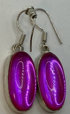 Auktion 372<br>Silber-925- Ohrhänger mit leuchtend lila Steine, H-ca. 5 cm, 12,86 [1]