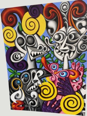 Auktion 372<br>Dieter C.,Günther, 2015 (1936-2025) gr. abstraktes Gemälde, Öl/Malfaser, 80x60 cm, verso signiert/datiert [1]